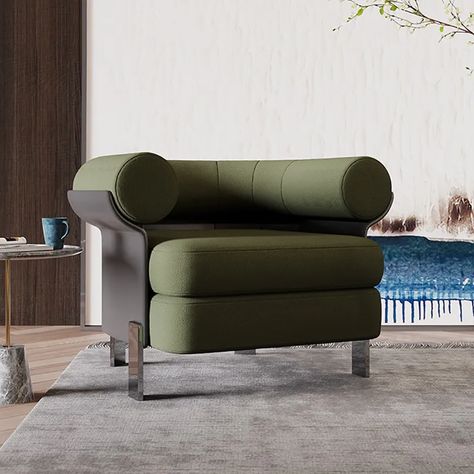 Modern Green Boucle Upholstered Accent Chair with Round Back Green Accent Chair, Arm Chair Styles, Upholstered Accent Chairs, Elements Of Art, Modern Chairs, Decoration Design, Accent Chair, Small Furniture, Upholstered Chairs