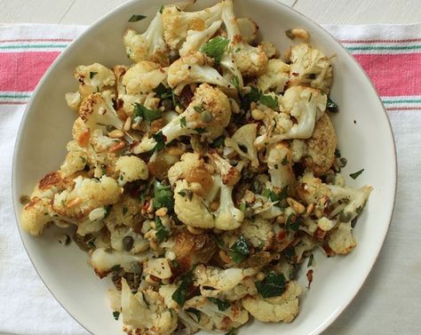 Sicilian Salad, Pine Nuts Salad, Roasted Cauliflower Recipe, Pine Nut Recipes, Nut Cheese, Lent Recipes, Vegan Cleanse, Whole Roasted Cauliflower, Cooking App