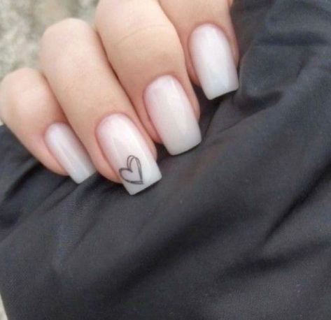 Basic Nail Ideas Simple, Nails With Black Hearts, Basic Nails Short, Nail Inspo Back To School, Milky Nails, Wow Nails, Nails Now, Simple Gel Nails, Basic Nails