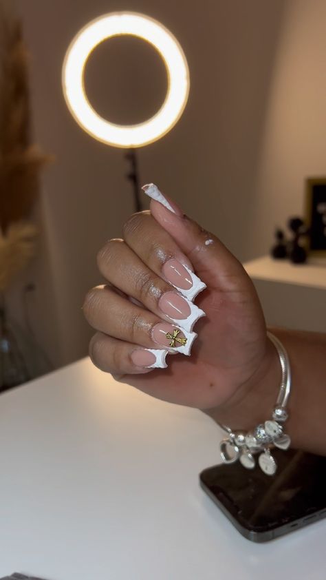 𝐋𝐢𝐜𝐞𝐧𝐬𝐞𝐝𝐍𝐚𝐢𝐥𝐓𝐞𝐜𝐡♡’s Instagram post: “shorttt croc frenchies are the cutest + the gold crossss ugh😩😍😍. . . #ccurvenails #shapingnails #greensboronailtech #nailsofinstagram…” White Croc Nails, Croc Print Nails, Croc Nails, G Nails, Print Nails, Croc Print, The Gold, Nail Tech, The Cutest