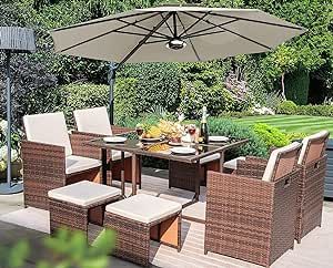 Balcony Furniture Set, Dining Outdoor, Outdoor Furniture Patio, Glass Top Side Table, Rattan Chairs, Chic Lounge, Balcony Furniture, Glass Top Coffee Table, Single Chair