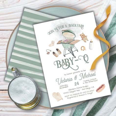 Gender Neutral Invitations backyard bbq baby-q baby shower invitation watercolor bbq barbecue retro non-alcoholic outdoor baby-q barbecue baby shower baby shower gender neutral Babyque Shower, Barbecue Baby Shower, Baby Q Invitations, Gender Neutral Invitations, Bbq Baby Shower Invitations, Baby Q Shower, Baby Shower Gender Neutral, Gender Neutral Baby Shower Invitations, Baby Shower Bbq