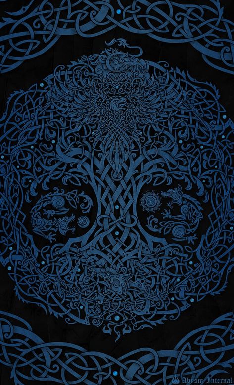 Norse Art Pattern, Tree Of Life Wall Paper, Hati Norse Mythology, Nordic Wallpaper Art, Nordic Art Norse Mythology, Tree Of Life Wallpaper Iphone, Norse Mythology Aesthetic Wallpaper, Celtic Wallpaper Iphone, Wardruna Wallpaper