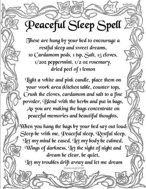 Peacful sleep spell Spell For Good Sleep, Peaceful Sleep Spell, Sweet Dreams Spell, Spell For Sleep, Sleep Protection Spell, Sleep Spell Sachet, Sleeping Spell, Sleep Spells Witchcraft, Peace Spell