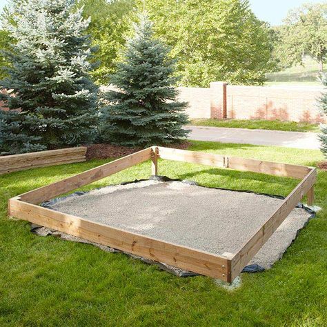 Assemble the perimeter frame of the platform deck Yoga Platform, Ground Level Deck, Building A Floating Deck, Platform Deck, Backyard Barn, Building A Patio, Deck Framing, Sloped Yard, Sloped Backyard