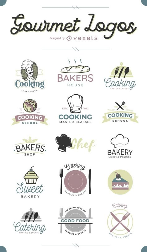 Have a bakery or a gourmet restaurant? Check out these logos, ready to add your company name to and use for your new business! Logos For Restaurants, Food Business Logo Ideas Unique, Logo For Kitchen Business, Catering Names Ideas Logos Design, Logo Ideas For Food Business, Bakery Shop Logo Design, Name Of Restaurant Ideas, Food Company Name Ideas, Food Logos Design