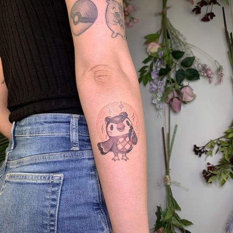 Animal Crossing Tattoos, Animal Crossing Tattoo, Nintendo Tattoo, Nerd Tattoo, Sweet Tattoos, Black Tattoo, Cartoon Tattoos, Tattoo Flash Art, Simplistic Tattoos