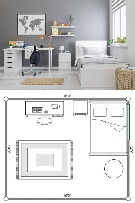 Bedroom With A Desk, Small Bedroom Layout Ideas, Bedroom Layout Ideas, Bedroom Layout Design, Small Bedroom Layout, Bedroom Furniture Layout, Desk Layout, Bedroom Layout, Small Bedroom Designs