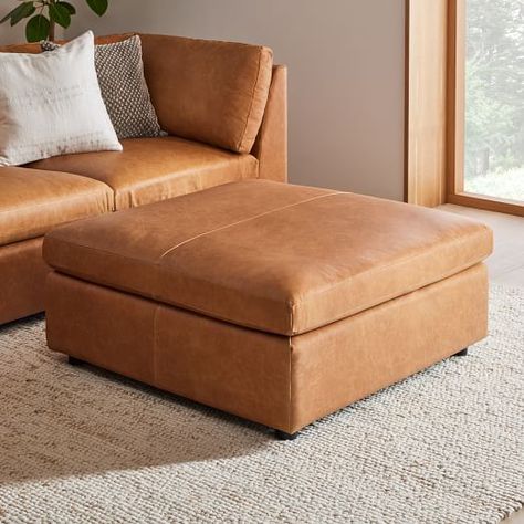 Ottomans & Footstools | West Elm Leather Ottomans Living Room, Large Leather Ottoman, Leather Ottoman Coffee Table, Large Square Ottoman, Brown Leather Ottoman, Leather Coffee Table, Leather Storage Ottoman, Large Ottoman, Square Ottoman