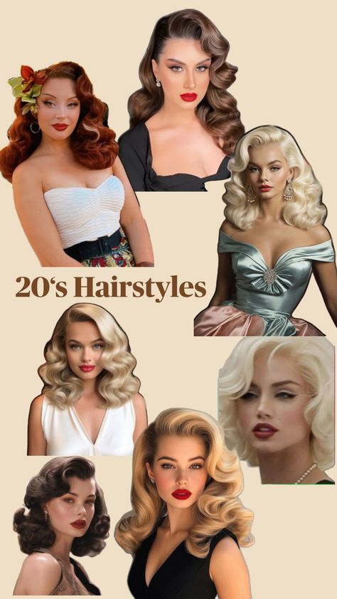 Vintage Hairstyles inspired by 1920‘s. 1920s Inspired Hair, 20 Hairstyles 1920s, Roaring 20s Hair, 1920s Hair And Makeup, 1920s Hair Long, 20s Hairstyle, 20s Hairstyles, 1920s Wedding Hair, Roaring 20s Hairstyles