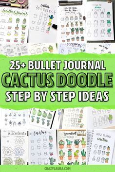 If you’re going with a cactus or succulent theme this month in your bullet journal… then you need to check out these super easy to follow, step by step, doodle tutorials for inspiration! #bulletjournal #bujo #bulletjournalideas #bujodoodles Succulent Doodle, Plant Doodles, Doodling Tutorial, Cactus Doodle, Plant Doodle, Bujo Doodles, Cactus Drawing, Doodle Ideas, Bullet Journal Themes