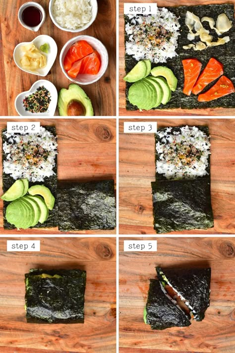 Tortilla Hack, Sushi Wrap, Sushi Recipes Homemade, Boiled Egg Diet Plan, Resep Diet, Lost 100 Pounds, How To Make Sushi, Sushi Recipes, Low Carb Meals Easy