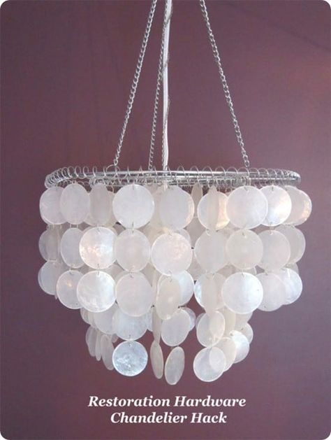 Restoration Hardware Knock Off Capiz Shell Chandelier Shell Light Fixture, Diy Capiz Shell, Capiz Light, Capiz Shell Lamp, New Home On A Budget, Diy Light Shade, Bahamas House, Restoration Hardware Lighting, Teen Room Makeover