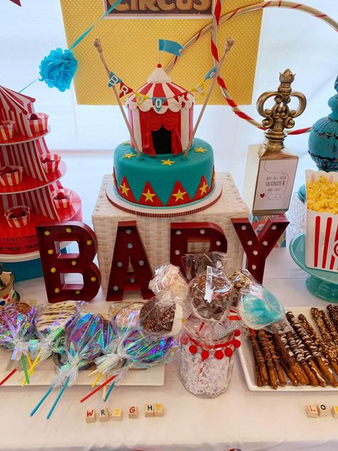 Circus Theme Baby Shower Ideas, Carnival Baby Shower Theme, Circus Baby Shower Theme, Carnival Baby Showers, Circus Birthday Party Theme, Carnival Circus, Carnival Theme, Circus Birthday Party, Baby Shower Party Ideas