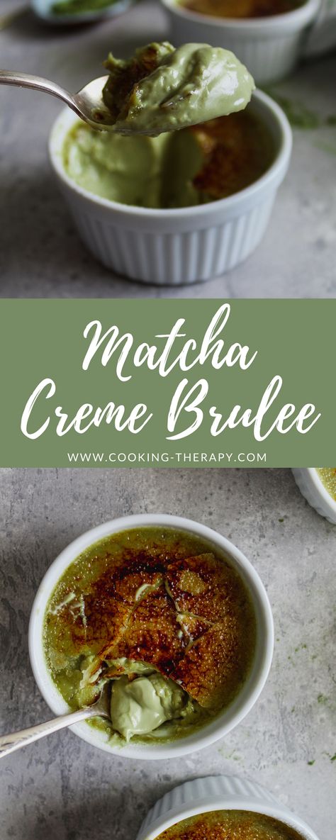 Matcha Creme Brulee #matcha #matchagreentea #dessert #cremebrulee #dessertrecipes #greentea Tea Creme Brulee, Matcha Custard, Matcha Dessert Recipes, Matcha Desserts, Matcha Mousse, Creme Brulee Desserts, Green Tea Dessert, Matcha Pudding, Matcha Green Tea Recipes