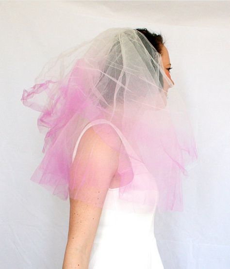 Unique Veil, Pink Veil, Art Gallery Wedding, Unconventional Wedding, Unique Bride, Dip Dyed, Pink Bridal, Groomsmen Attire, Wedding Veils