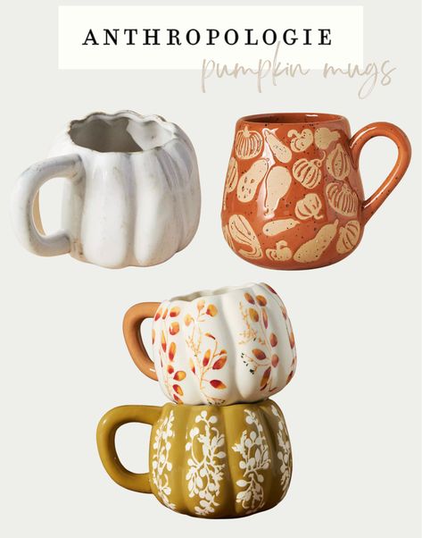 Autumn Mugs Coffee Cups, Acorn Mug, Fall Trinkets, Fall Pottery Ideas, Autumn Pottery, Pumpkin Mugs, Halloween Ceramics, Pumpkin Pottery, Autumn Mugs