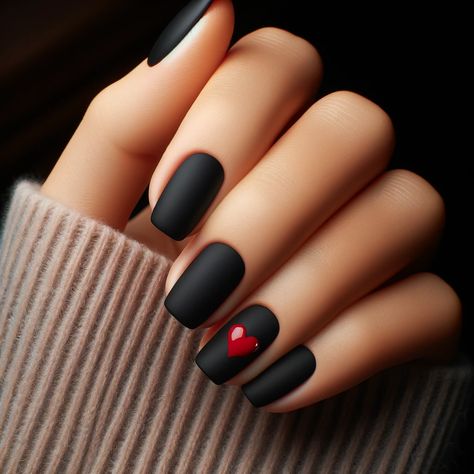 10 Luscious Red and Black Heart Nail Design Ideas Black And Red Dip Powder Nails, Nail Designs For Black Nails, Short Acrylic Nails Multicolor, Dark Love Nails, Black Nails Nail Art, Scarlet Nails Design, Black And Red Short Nails Ideas, Short Vampy Nails, Check Nail Art Designs