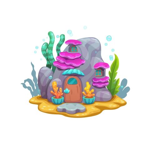 Vector cartoon underwater mountain rock ... | Premium Vector #Freepik #vector #underwater-world #sea #undersea #ocean Under The Sea Cartoon, Under The Sea Drawings, Cartoon Underwater, Sea Cartoon, Underwater Illustration, Underwater Drawing, Castle Clipart, Underwater Cartoon, Mountain Rock