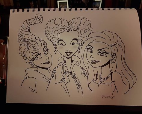 Hocus Pocus Drawings Easy, Hocus Pocus Drawing Ideas, Hocus Pocus Drawing Easy, Hocus Pocus Art Drawing, Hocus Pocus Sketch, Hocus Pocus Coloring Pages, Hocus Pocus Drawing, Hocus Locus Drawings, Hocus Pocus Cartoon Art