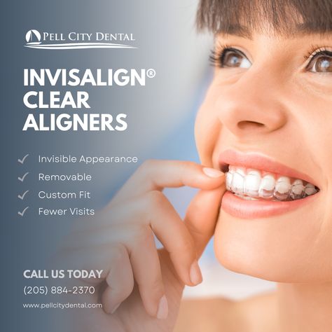 Straighter teeth not only improve your smile, but also your oral health. Please call us today to learn more about our orthodontic treatments and schedule your appointment at with Pell City Dental Center PC’s caring dentist. Call us ☎️ 205-884-2370 #PellCityDental #Alabama #PellCityAL #ScottBarnettDMD #Dentistry #Smile #Invisalign Dentist Ads, Dental Post, Orthodontics Teeth, Teeth Doctor, Dental Advertising, Dental Social Media, Dental Spa, Dental Posts, Dental Design