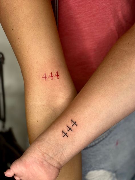 444 Fine Line Tattoo, Europe Tattoos, 444 Tattoos, 444 Tattoo Ideas, 444 Tattoo, Filipino Tattoos, Red Ink Tattoos, Horse Tattoo, Subtle Tattoos