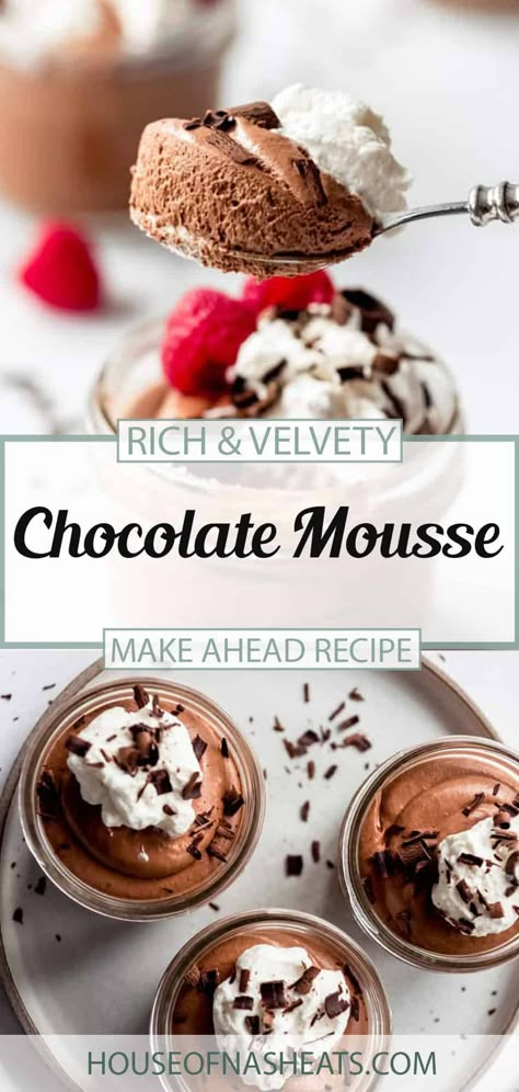 Easy Chocolate Mousse Recipe, Moose Recipes, Dessert French, Chocolate Mousse Cups, Tea Desserts, Easy Chocolate Mousse, Chocolate Mousse Recipe, Mousse Dessert, Fresh Raspberries