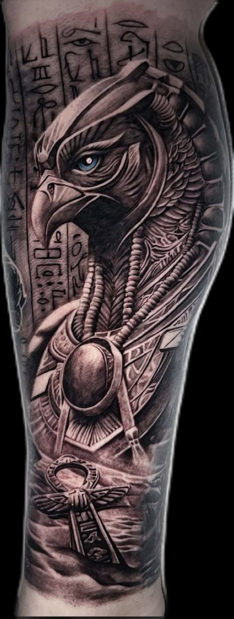 Egyptian Queen Tattoos, Egypt Tattoo Design, Shen Long Tattoo, Long Tattoo, Scarab Tattoo, Dragon Tattoo Arm, Egyptian Tattoos, Horus Tattoo, Black And Grey Realism