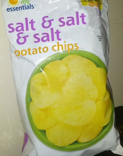 FUNNY _  I THINK ITS SALT FLAVOR Off Brand Food Funny, Off Brand Food, Cursed Food, Snack Drawer, Weird Snacks, Brand Food, Salted Potatoes, Cereal Brands, Off Brand