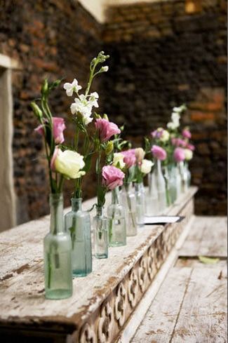 Vintage Romance Wedding at Nooitgedacht Estate {Real Wedding} | Confetti Daydreams - Glass bottle vases with flowers and the order of the day displayed on a pallet ♥ #White #Green #Wedding ♥  ♥  ♥ LIKE US ON FB: www.facebook.com/confettidaydreams  ♥  ♥  ♥ Vintage Glass Bottle Decor Ideas, Bottle Vases With Flowers, Vintage Romance Wedding, Southern Vintage, Vintage Wedding Favors, Old Glass Bottles, Charming Wedding, Tafel Decor, Sisters Wedding