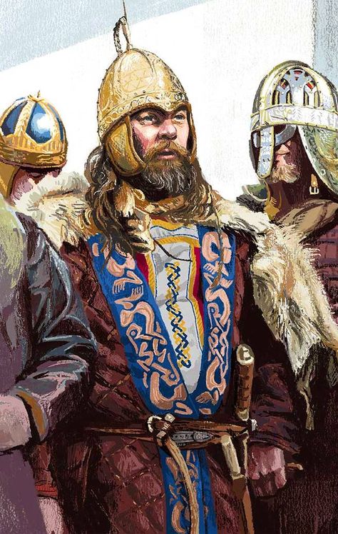 RURiK (Swedish Varangian Chief of the Rus' who in the year 862 gained control of Ladoga, and built the Holmgard settlement near Novgorod. He is the founder of the Rurik Dynasty, which ruled the Kievan Rus' and its successor states, including the Grand Duchy of Moscow and the Tsardom of Russia, until the 17th century) 4 Tsardom Of Russia, Arte Viking, Kievan Rus, Viking Armor, Germanic Tribes, Historical Warriors, Ancient Warfare, Viking Culture, Early Middle Ages