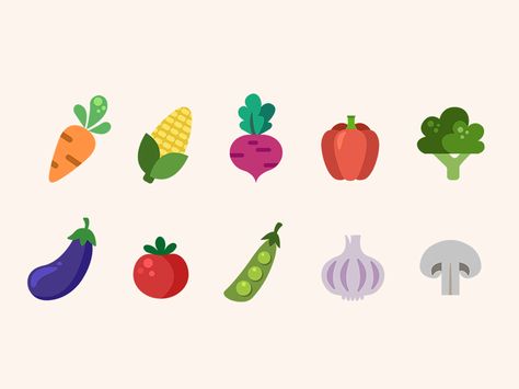 Small personal project. Enjoy the cute little vegetable icons! Vegetable Logo, Icon Illustrations, Vegetable Drawing, Icon Set Design, Vegetable Design, Vegetable Illustration, Icon Sets, Free Illustration, Personal Project