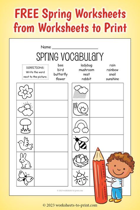 Spring Vocabulary Fill-In Worksheet Spring Worksheets 3rd Grade, Spring Worksheets, Spring Time Worksheets Preschool, Plants And Animals Worksheet, Spring Esl Activities, Spring English Worksheet, Spring Vocabulary Words, Plants Worksheets, Spring Vocabulary