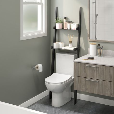 Ballucci Lado Freestanding Over-The-Toilet Storage & Reviews - Wayfair Canada Over Toilet Decor, Above Toilet Storage, Above Toilet, Leaning Shelf, Shelves Over Toilet, Bathroom Shelves Over Toilet, Wood Organization, Over The Toilet, Organizing Bathroom Cabinets