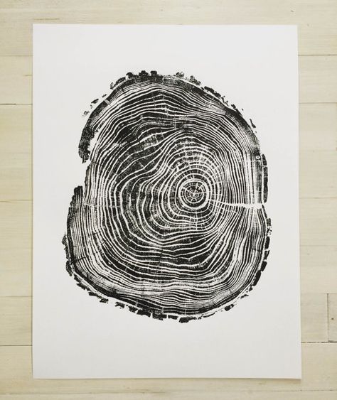 Tree Ring Print Locust Trunk. Original Woodblock by LintonArt Zentangle Trees, Tree Ring Prints, Tree Ring Print, Pittsburgh Art, Tree Ring Art, Homestead Decor, First Anniversary Paper, Woodcut Prints, Abstract Pop Art