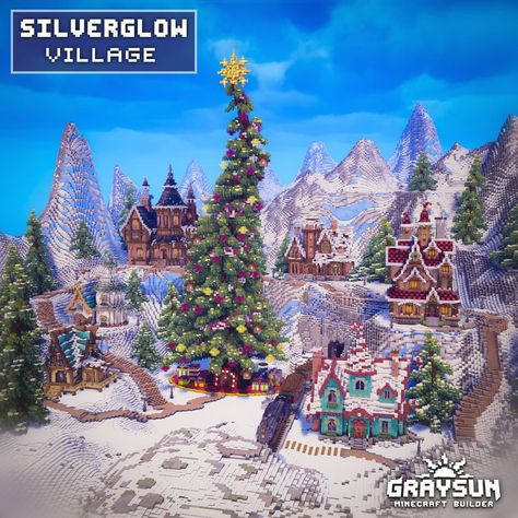 Minecraft Builds Survival, Minecraft Holiday, Fantasy Minecraft, Play Bakery, Minecraft City Buildings, Snowy Village, Minecraft House Plans, Snow House, Minecraft Farm