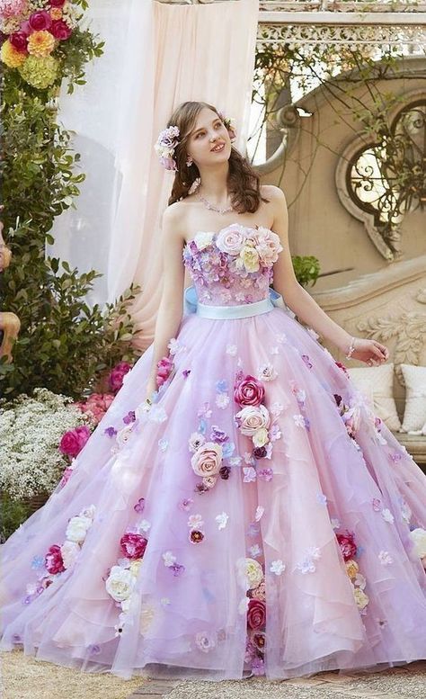 Party Dress Birthday, Dress With Flowers, 파티 드레스, Fairy Dresses, Dress Birthday, Fantasy Gowns, Fairytale Dress, Quince Dresses, Birthday Dress