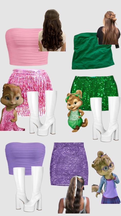 HALLOWEEN TRIO IDEA! Chipsets Halloween Costumes, Chippets Trio, Og Halloween Costumes, Trio Halloween Costumes Last Minute, Tinkerbell Trio Costume, Chippetes Trio Costume Ideas, Womens Trio Halloween Costumes, Yns Costume, Four Ppl Halloween Costumes