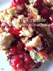 twochicksandamom.blogspot.com: Easy Cherry Crumble Cherry Crumble Recipe, Summer Potluck Recipes, Cherry Crisp, Cherry Crumble, Summer Potluck, Crumble Cake, Cherry Desserts, Wonderful Wednesday, Crumble Recipe