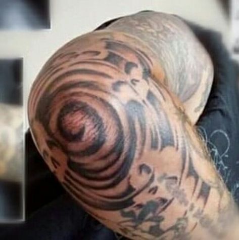 Elbow Swirl Tattoo, Spiral Elbow Tattoo, Spiral Tattoo Ideas, Swirl Tattoo Designs, Arm Tattoos For Guys Forearm, Swirl Tattoo, Spiral Tattoos, Archangel Tattoo, Chicano Style