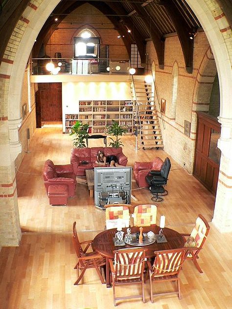 Saint Matthews, Littleport church located in London, England converted into a 3-4 bedroom home with open floor plan Old Church House, Mezzanine Ideas, Chapel Conversion, Interesting Homes, Converted Church, Church Conversions, Church House, 2 House, Unusual Homes