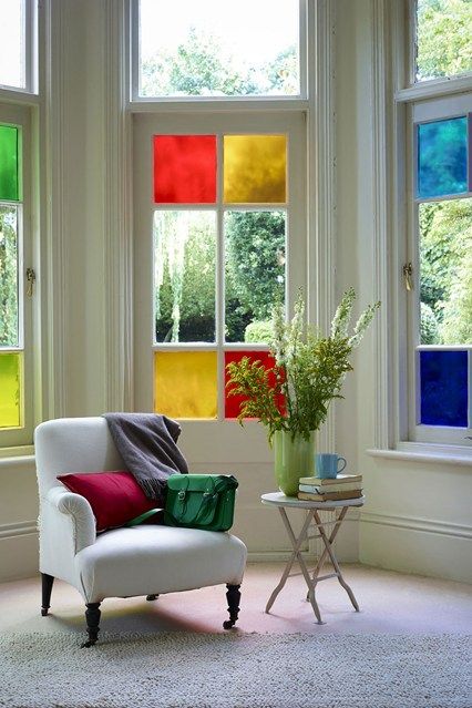 Colour Me Beautiful - Decorating Tips - Quick DIY & Home Decorating Tips (houseandgarden.co.uk) Film Living Room, Colour Me Beautiful, Colour Window, Window Film Designs, Stained Glass Window Film, Quick Diy, Window Glass, Country Home Decor, Window Film