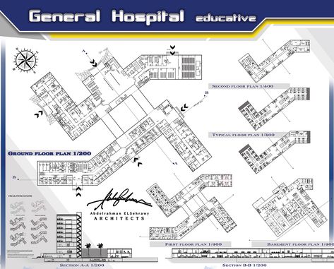 Hospital Plan Architecture, 100 Bed Hospital Floor Plan, Hospital Site Plan, Hospital Plan, Hospital Floor Plan, Site Development Plan, Hospital Design Architecture, Masterplan Architecture, Hospital Plans