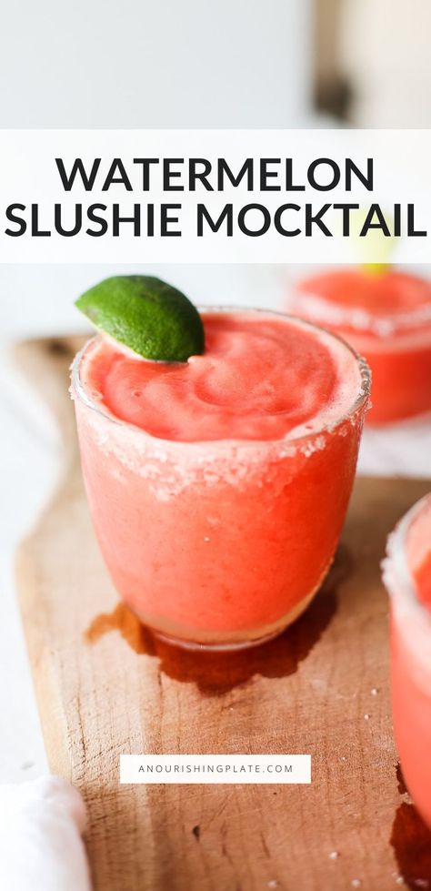 This watermelon slushie mocktail is the best way to cool down on a hot summer day. This icy treat is made with just 3 simple ingredients and works with any type of frozen melon. Watermelon Mocktail Recipe, Watermelon Mocktail, Watermelon Slushie, Best Non Alcoholic Drinks, Watermelon Drink, Healthy Budget, Dairy Free Snacks, Frozen Watermelon, Snacks To Make