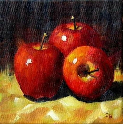 Ceramic Tattoo, Vegetable Art, Apple Painting, Apple Art, Still Life Fruit, Red Apples, Food Painting, Fruit Painting, Art Idea