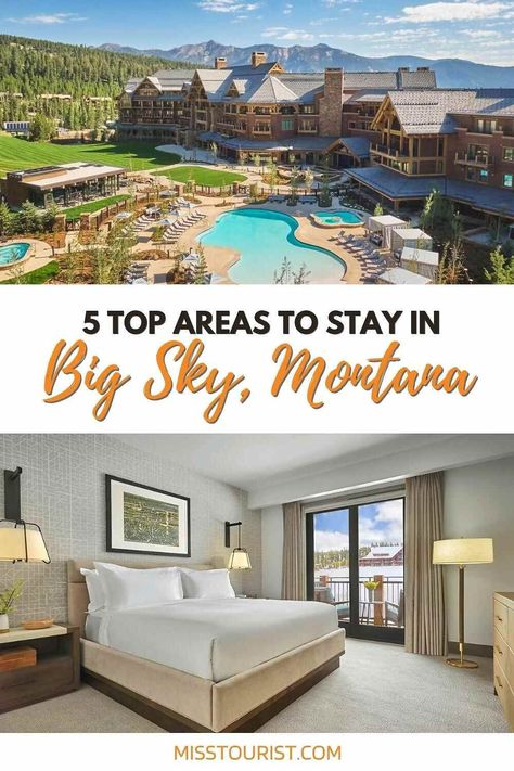 Looking for where to stay in Big Sky, Montana? We've got you covered with our comprehensive area guide! Montage Big Sky, Big Sky Montana Summer, Montana Resorts, Montana Aesthetic, Water Hotel, Montana Lakes, Montana Winter, Livingston Montana, Big Sky Resort