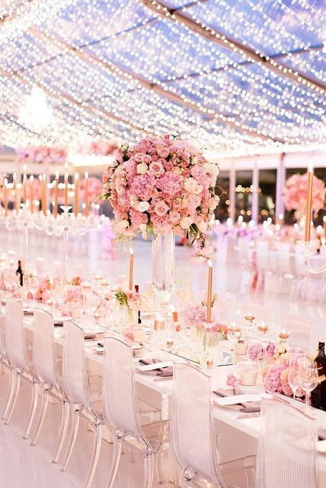 30 Popular Dusty Rose Wedding Ideas ❤ dusty rose wedding reception under lighting tent with tall roses centerpiece genevieve_fundaro #weddingforward #wedding #bride #weddingdecor #dustyrosewedding Wedding Table Pink, Pink Wedding Receptions, Rose Centerpieces, Dusty Rose Wedding, Wedding Reception Tables, Wedding Forward, Wedding Tablescapes, Wedding Reception Decorations, Rose Wedding