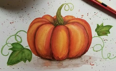 Pumpkin With Vines Drawing, Pumpkin Drawing Art, Drawing Of A Pumpkin, Halloween Watercolor Art, Skulls Animal, Glass Cloches, Fruit Sketch, Vine Drawing, Vegetable Drawing