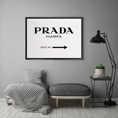 Prada Frame Decor, Prada Picture Frame Wall Art, Prada Canvas Painting, Prada Marfa Poster, Prada Wall Art, Wall Prints Quotes, Prada Aesthetic, Moroccan Wall Art, Rooms Decoration