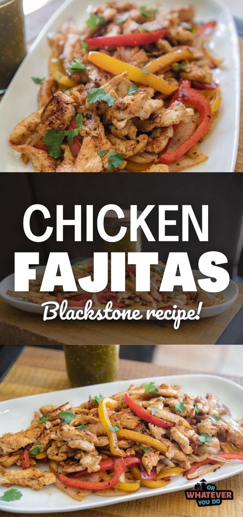 Blackstone Chicken Fajitas Blackstone Grill Fajitas, Fajitas On The Blackstone, Fajitas Chicken Blackstone, Blackstone Fajitas Chicken, Chicken Breast Blackstone Recipes, Chicken Fajita Blackstone Recipes, Chicken Breast Recipes Blackstone, Chicken Breast On The Blackstone, Fajitas Blackstone